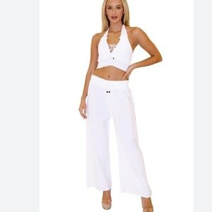 Seaspice “Tina'” Wide Leg Resort 100% cotton drawstring/elastic pants sz XL NWT